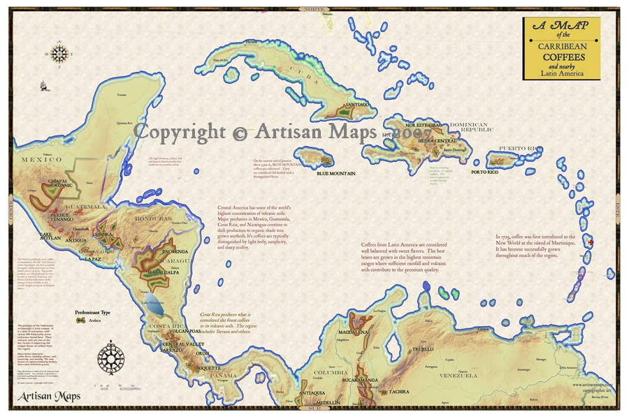 Caribbean Coffee Regions Map