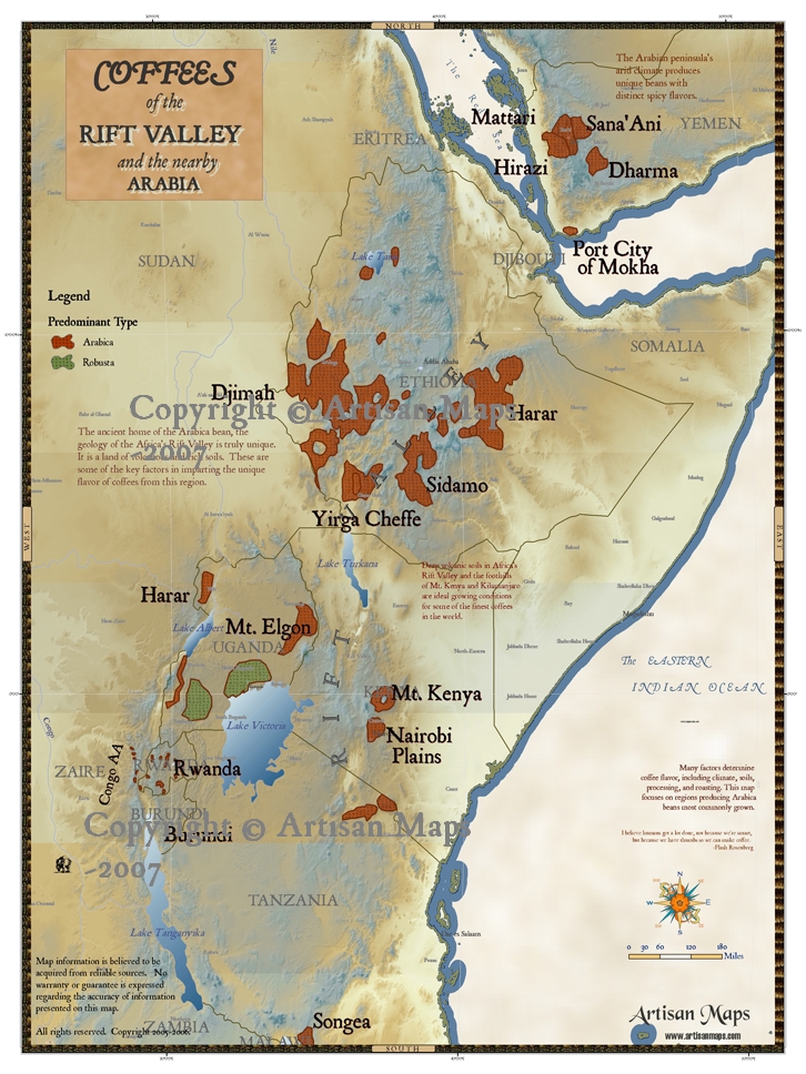 East Africa Rift Valley Coffee Map