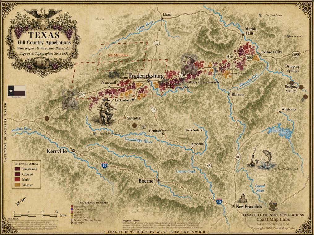 Texas Hill Country Wine Regions Map